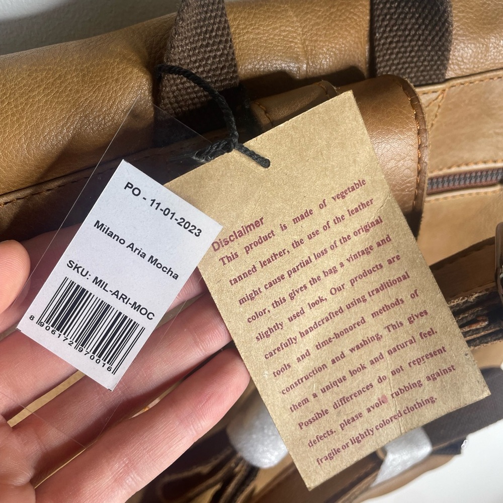 NWT KEAAN The Milano Aria Backpack in Mocha Leather - Picture 6 of 10